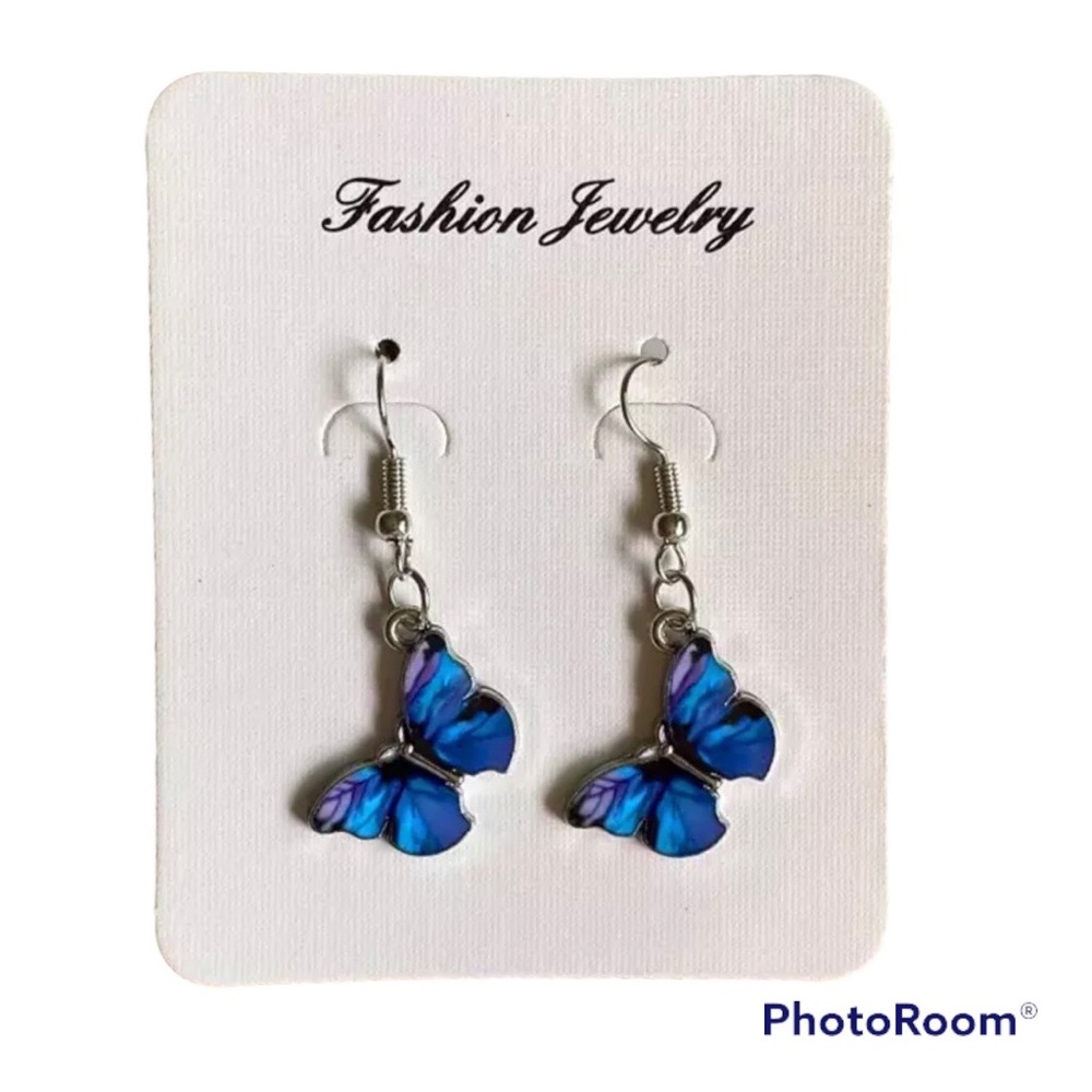 Blue Butterfly Silver Earrings jewelry | MS symbol